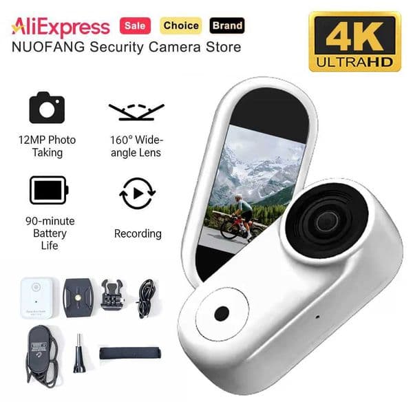 4K UHD Mini Sports Cam Magnetic Thumb Action Camera with Wireless Mic Ultra Portable DV Vlog Recorder for Motorcycle Helmet T260521