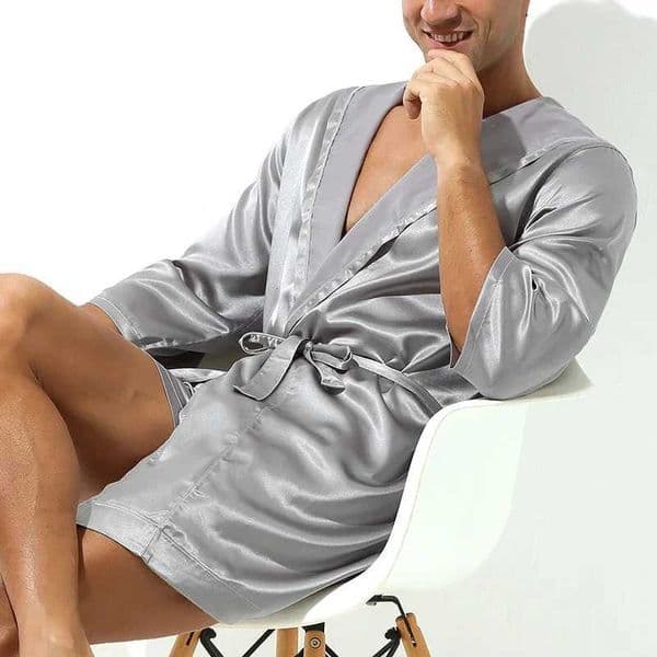 Men Bathrobes Summer Short Sleeve Homewear Silk Pajamas Bathrobe Mens Robes Sleepwear X260520