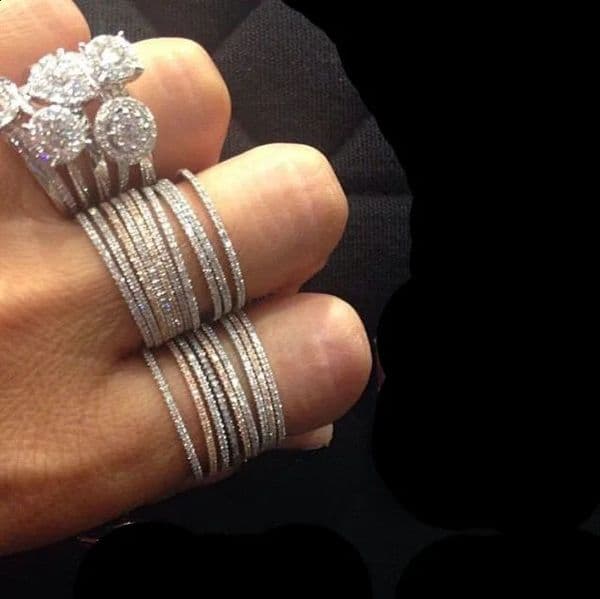 100 pure 925 sterling silver micro pave cz thin engagement band 4 colors ring silver stackable ring set 260520