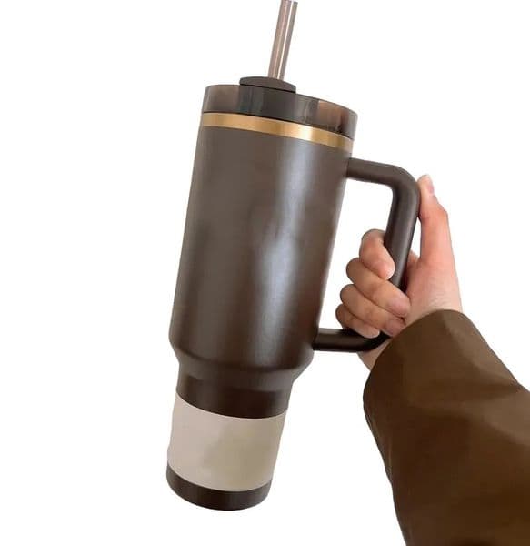 2026 US Stocks 40Oz Mugs Chocolate Gold Tumblers Blue Magnolia Flamingo Cups With Handle Lid Straw Coffee Pink Water Bottles Free Shipping 1011