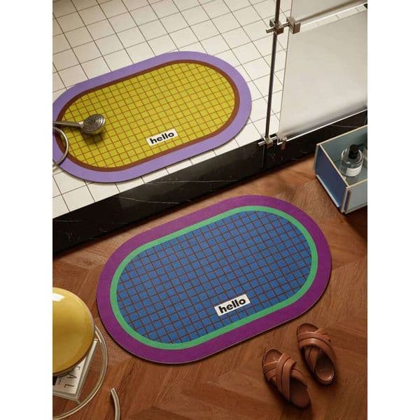 Retro Checkerboard Bathroom Super Absorbent Bath Rug Non-Slip Soft Shower Carpet Vintage Plaid Floor Mat for Washroom 26W0521