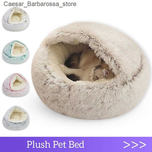 Cat Bed Pet Mattress Warm Soft Plush Pet Bed with Cover Round Cat Dog Sleeping Nest Cave for Small Dogs kittenL260521CBCC
