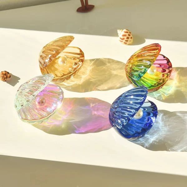 1pc Crystal Seashell Figurine ornaments with Pearl Decoration Glass Collectible Gift for Women And Mothers 260520