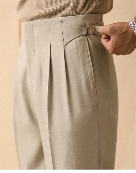 Mens Summer Straight Pants Paris Button Non Ironing Loose Fitting Business Naples Casual High Waisted Office Trousers 260521