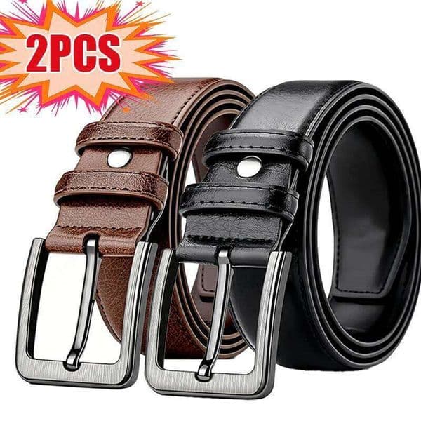 2pc Luxury Men PU Leather Metal Pin Buckle High Quality Famous Brand Designer Waist Strap Belt for Jeans Plus Size W260521