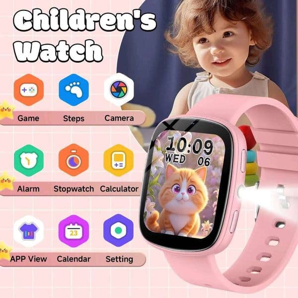 Smart Watch for Children Touch Screen Camera Control 260mAh Long Battery Flashlight 22 Games Learn Partners Boys Girls GiftsMA27