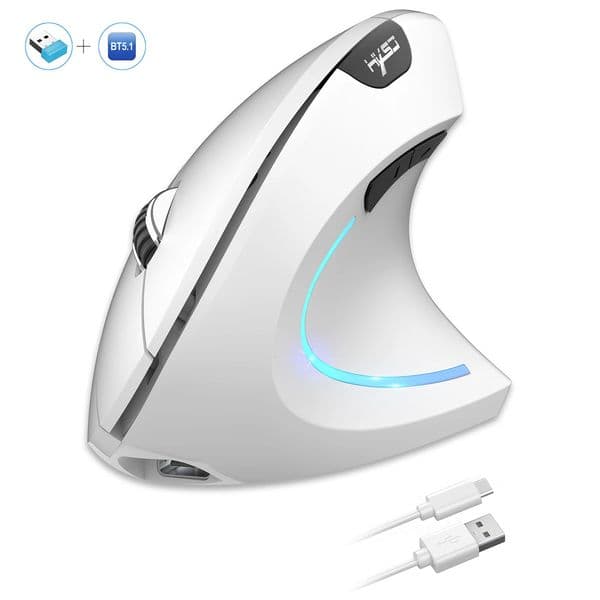 2025 arrival HXSJ dual mode vertical mouse ergonomic ABS 600mAh rechargeable 2400DPI Type-c interface wireless mouse for pc 260521