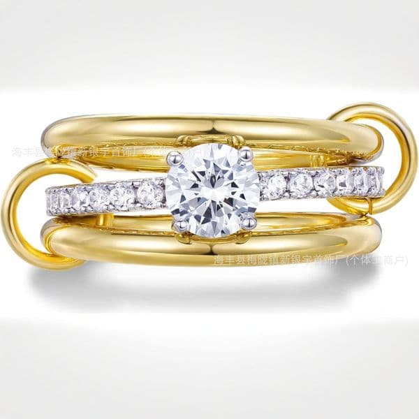 Designer Spinelli Kilcollin Ring S925 Sterling nterlocking Full Diamond Zircon For Women Two-tone Multi-element New Hot Item