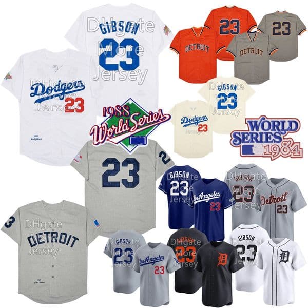23 Kirk Gibson Jersey Vintage 1969 Grey 1988 White Blue Stadium City Orange Mesh Navy Fans All Stitched