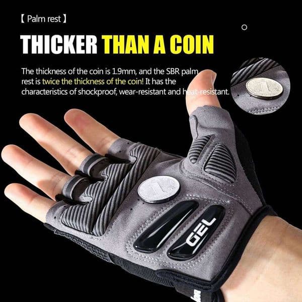 Summer Half-Finger MTB Cycling Black Liquid Silicone Shock-Absorbing Breathable Wear-resistant Sports Bike Fitness Gloves 26W0521