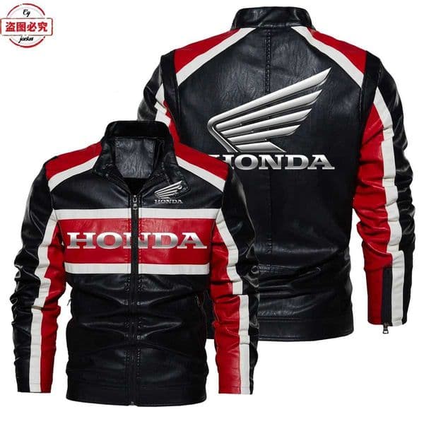 Honda Motorcycle Wings Cycling Suit Washed Pu Leather Jacket Spring and Autumn Mens Honda Contrasting Leather Jacket L260520