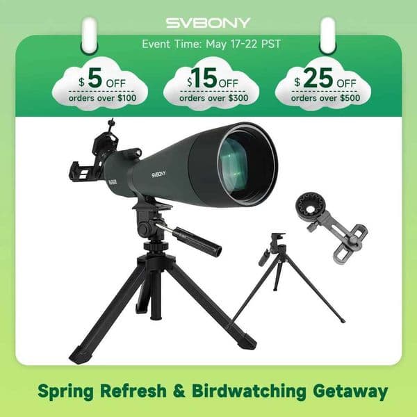 Svbony 25-75x100mm SV28A Angled Spotting Scopes with Tripod and Phone Adapter FMC Telescope for Bird Watching Daily Observation T260521