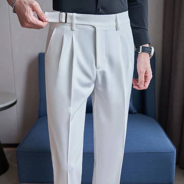 Fashion Men Business Social Twill Suit Pants Green Black Gray Highend Male Wedding Party Dress Trousers 260521