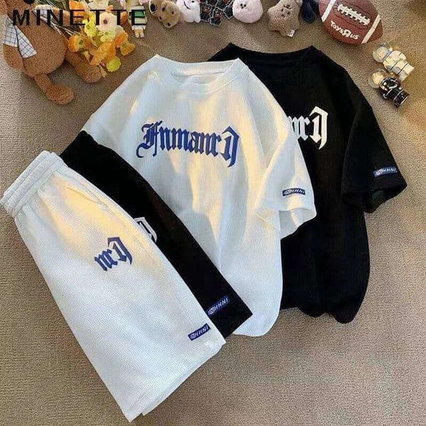 Waffle Casual Summer Ice Silk Short-sleeved Sports Clothes T-shirt Men's Clothing Set Matching 26Y0521