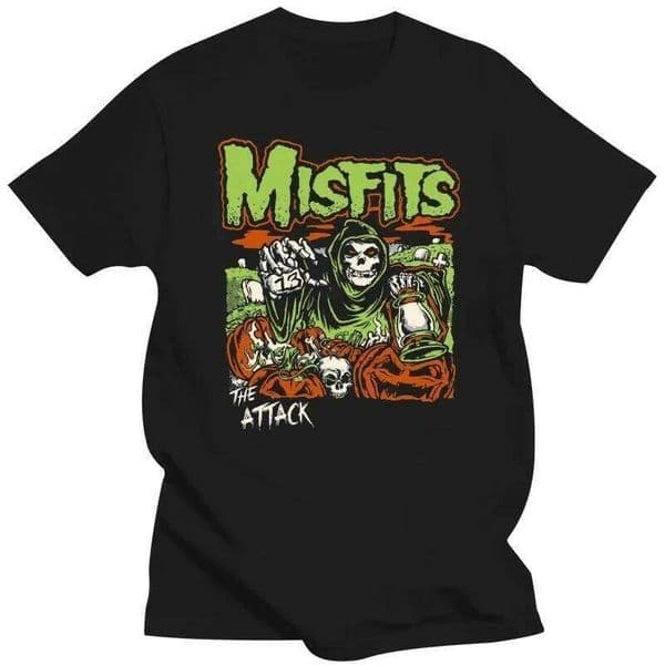 Misfits' anniversary band T-shirt, suit, comic-style retro anime casual and loose men's clothing, street fashion