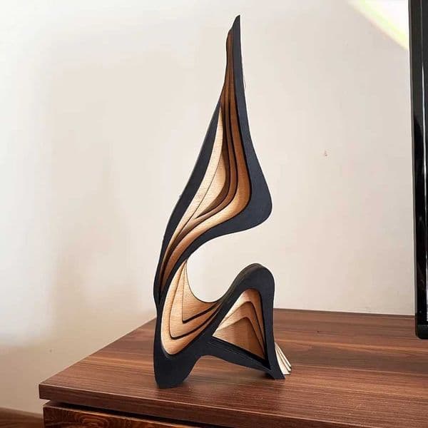 Artistic Abstract Wooden Streamlined Statue Minimalist Bookshelf Home Room Decoration Desktop Ornaments Home Gifts L260521