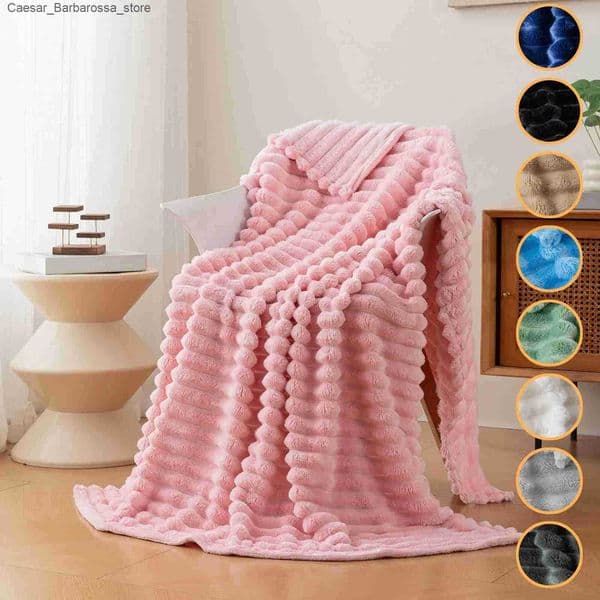 1pc flannel blanket - soft comfortable warm nap blanket Christmas exquisite gift blanket available in multiple colorsL260521TR1Z