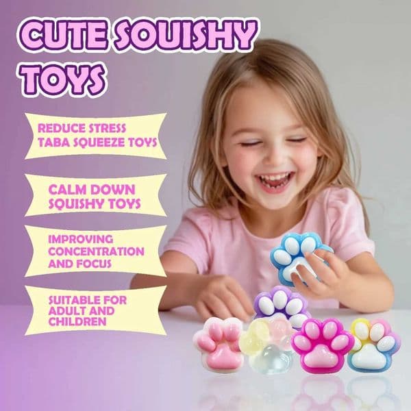 Multi-Colored Taba Squeezable Cat Paw Toy Random Single Color Soft Fluffy Handmade Stress Relief Squeeze Toy Z260521
