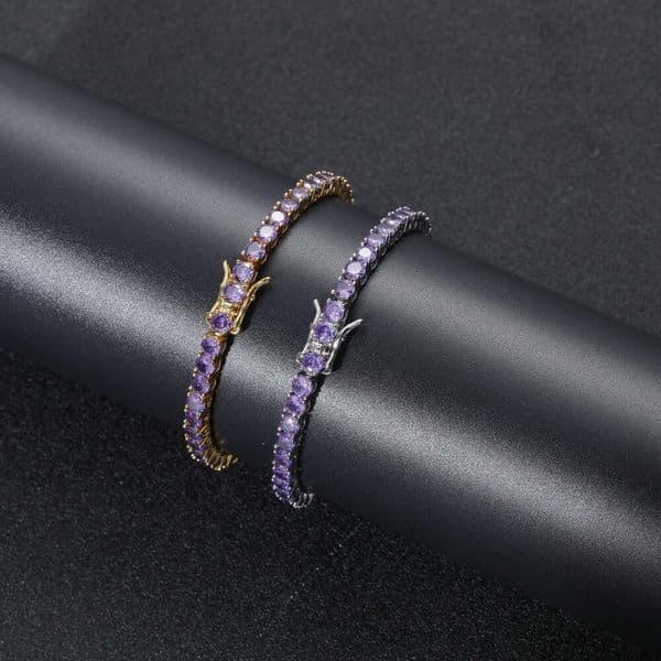 Purple Tennis 4mm Jewelry Jewelry Silver Micro-Inlaid Moissanite Hip Hop New Bracelet