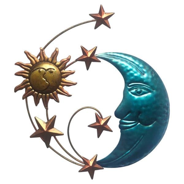 Sun Moon Star Face Wall Hanging Sculpture Moon Star Ornament Home Decor Sun Face Metal Wall Art Decor Indoor Outdoor Wall Decor L260521