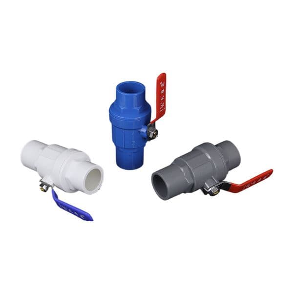 PVC plastic ball valve, water pipe control valve, pipeline water stop valve, ball core galvanized + stainless steel handle + copper rod, socket (Tightening connection)