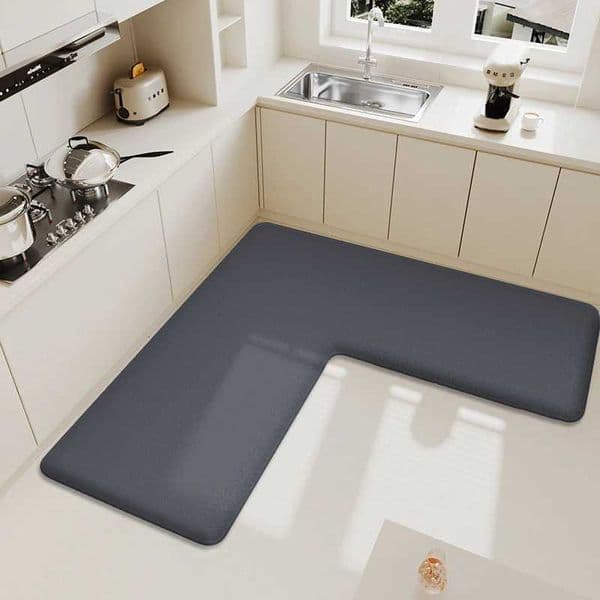 Thickened L-shaped kitchen dirt-resistant flannel water-absorbent and oil-absorbent mat non-slip soft carpetT260521