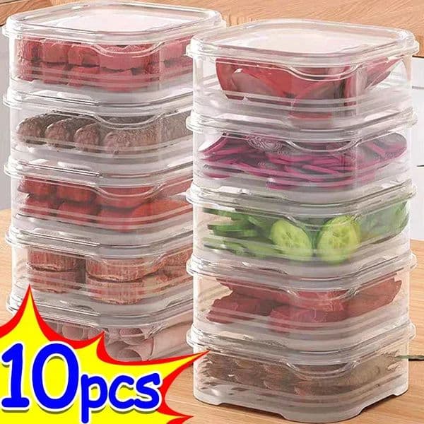 1/10PC Small Food Preservation Boxes Refrigerator Frozen Meat Vegetable Fresh-Keeping Box Transparent Kitchen Sealed Storage Box 260518