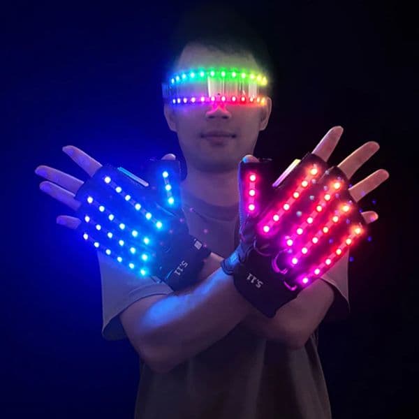 USB Rechargeable Color Changing LED Glow Gloves Rave Flashing Finger Lighting Glove Light Up Rave Costume DJ Party Decor 260520
