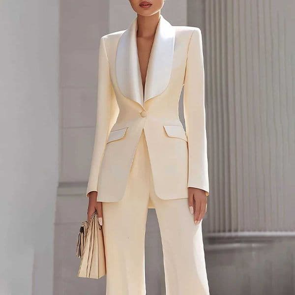 Customzied Womens Suits Blazer Luxury One-Button Shawl Lapel Slim Fit 2 Piece Jacket Pants Sets Evening Female Clothing OutfitsT260520
