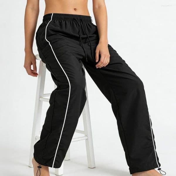 Men's Pants Black Baggy Track White Side Stripe Adjustable Hem Drawstring Four Seasons Outdoor Recreation Trekking Gym Training
