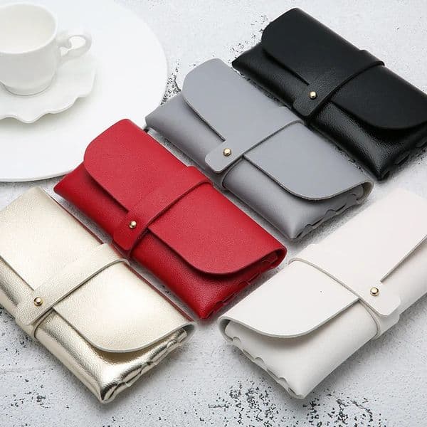 Fashion Glasses Case Handmade Soft Cover Bag For Women Buckle Clamshell Sunglasses Case PVC Leather Glasses Box 260521