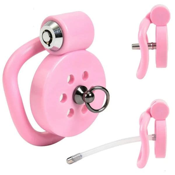 2026 New Pink Male Penis Chastity Cage Set Small Bird 5 Cock Rings With Urethral Sound Plug Bondage Slave adult toys Man Sex Toy 013