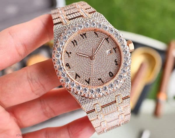 Hip hop jewelry VVS Mens Womens Watches Shiny and luxurious Fashionable whole body Moissanite Watch For MenFashion Free del41