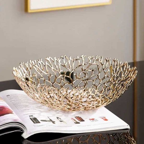 Modern Wedding Metal Light Luxury Golden Dry Fruit Plate Decoration Tray Metal Hollow for Home Decoration Gitfs L260521