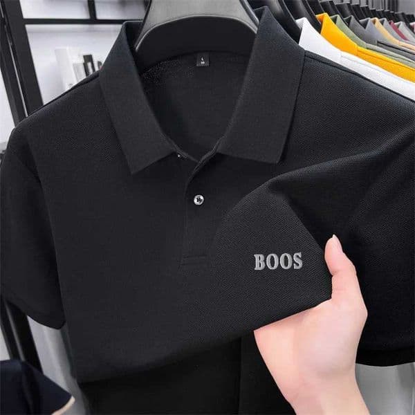 Cotton100 Mens SummerShort Sleeves Shirt Lapel Button Letter T-Shirt Business Leisure Men CloTHing Z260521