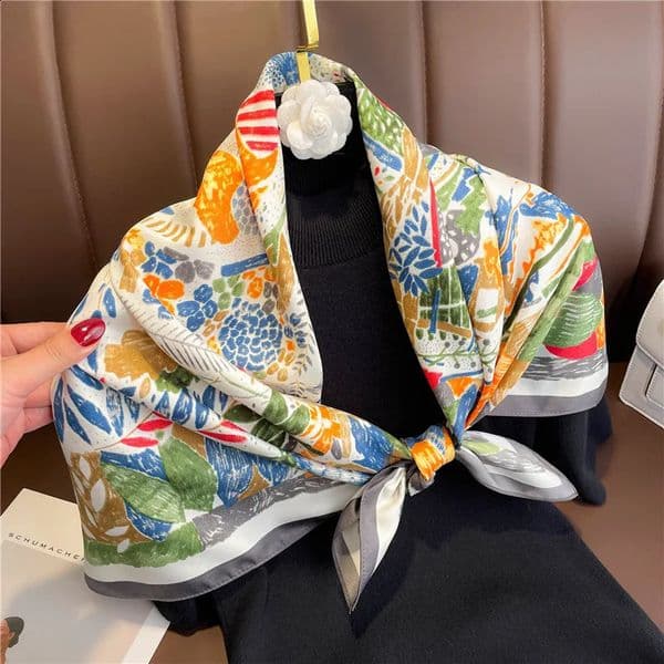 Square Silk Scarf 90x90cm y ner Hair Print Head Handkerchief Hijab Shawl Women Bandanna Foulard Muffler Wrap 260520