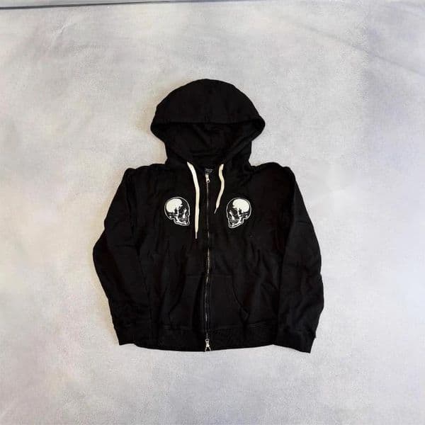 Women's Hoodies Stylish Unisex Pullover Hooded Sweatshirt Featuring Edgy Skull Design Front Pocket And Zip Up Closure