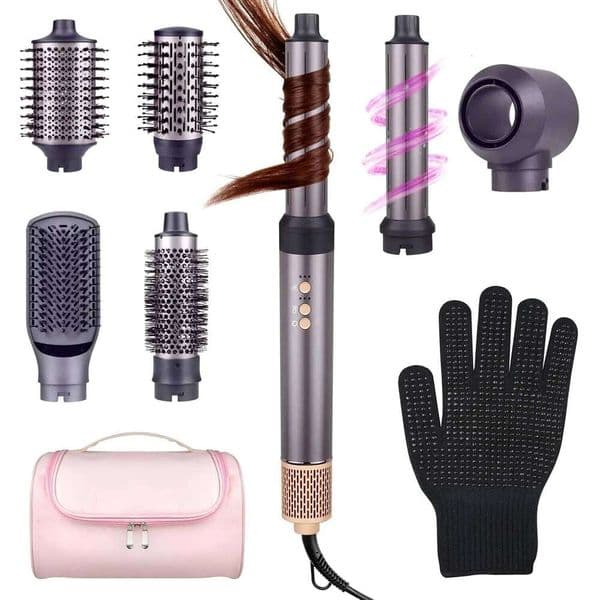 7-in-1 Hot Air Styler: Blow Dryer with Auto Wrap Curlers, Oval Brush & Straightener, 1400W 26Y0521