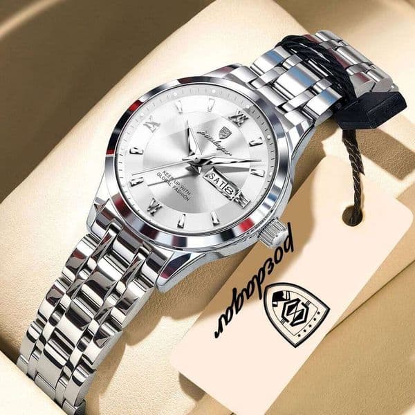 POEDAGAR Luxury Elegant Woman's Watches Luminous Waterproof Stainless Steel Ladies Wristwatch Quartz Week Date Women Watch Reloj 26L0521