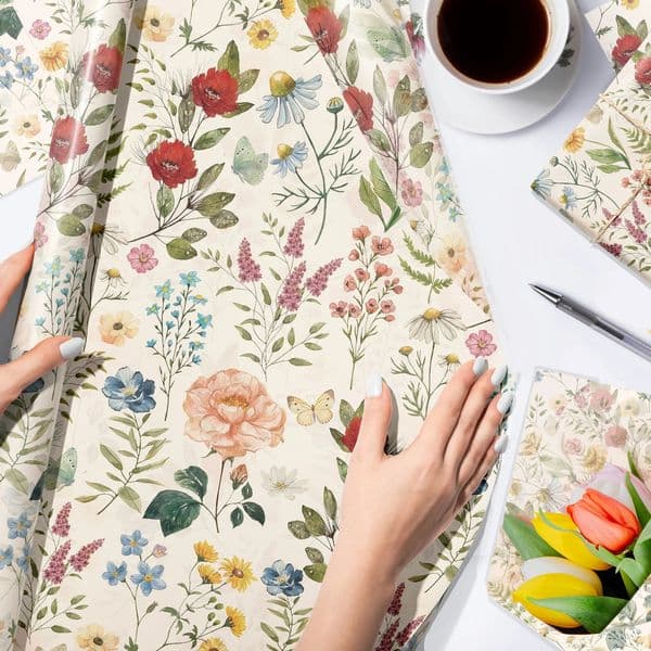 50pcs Retro floral snow pear paper 50x35cm giftwrapping gift filler Valentines Day wedding birthdayparty holiday 260520