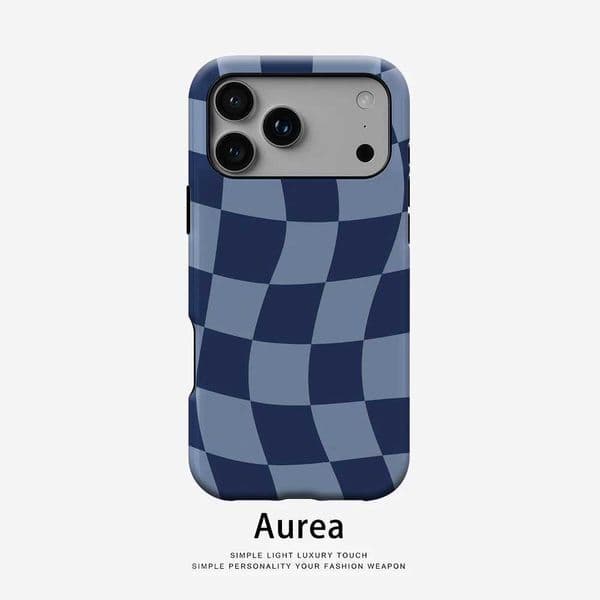 Wavy Blue Checkerboard Phone Case for Magnetic Phone Case for IPhone 17 16 15 14 13 Pro Max Plus Single Double-layer Tough Case Z260521
