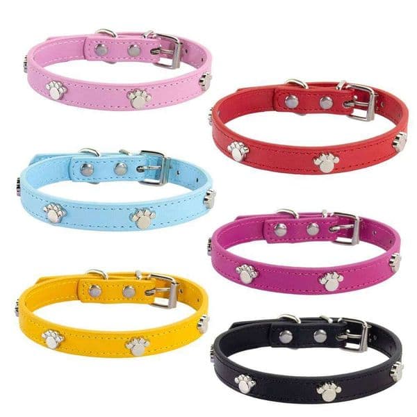 Paw Leather Durable Puppy Pug Collars Large Dog Chihuahua Cat Accessories Pet Collar for Small Dogs 26W0521