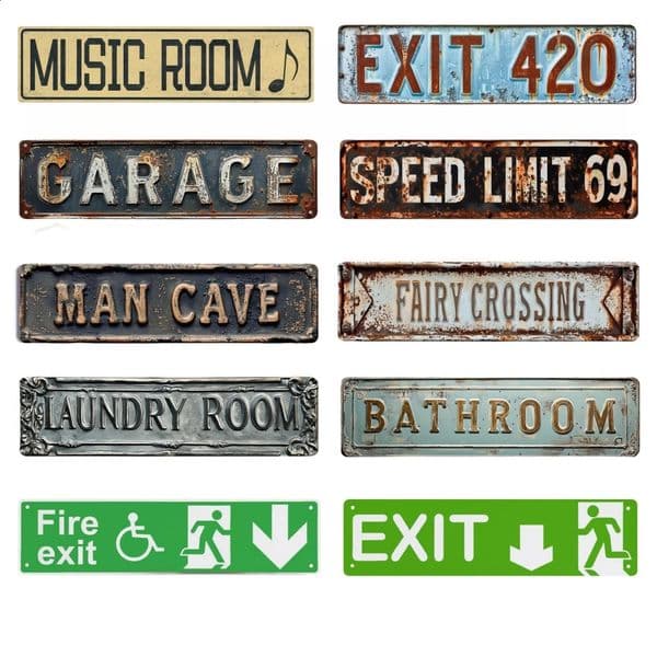 Metal Aluminum Sign BATHROOM EXIT 420 GARAGE Vintage for Kitchen Home Man Cave Garden Henhouse Bar Cafe Wall Decor 260520