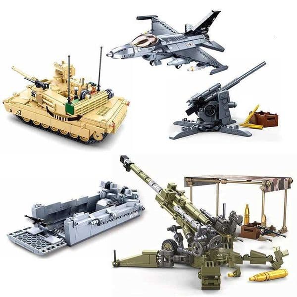 Army Cannon Military Vehicle Tank Truck Armored Car Equipment Sets Model Building Blocks Ww2 World War Ii Accessories US GermanyJ260521