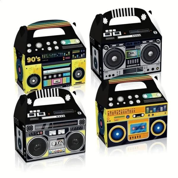 12Pcs Radio Shaped Gift Box With Handle90s Theme Party SuppliesRetro Bag For Keeping Candy PopcornSmall ToysPackaging 260520