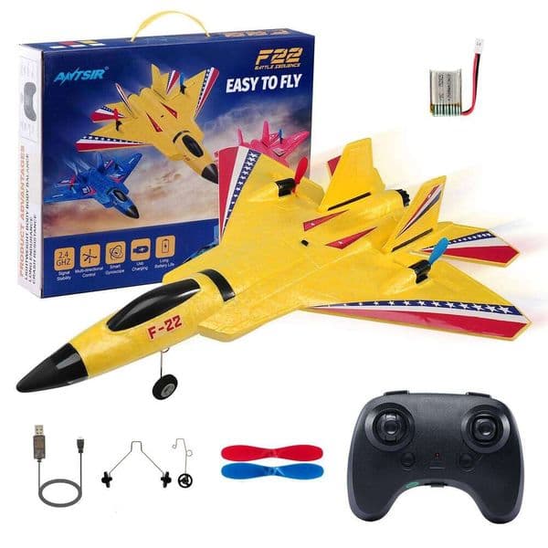 F22 Raptor Plane 2.4G 2CH RC Flying Model Glider With LED Lights Remote Control Foam Fighter Airplane Toys for Children 26W0521