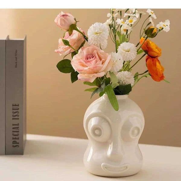 Creative Big Eyes Figures Ceramic Vase Plant Pots Table Decoration Flowers Arrangement Creative Floral Vase Room Aesthetic Decor L260521