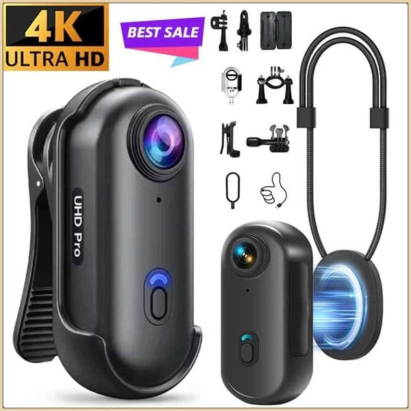 4K Mini Waterproof Camera with WiFi Wireless Portable Wearable Body Cam for Moto Bike Travel Helmet Outdoor Sports Vlog Shoots T260521