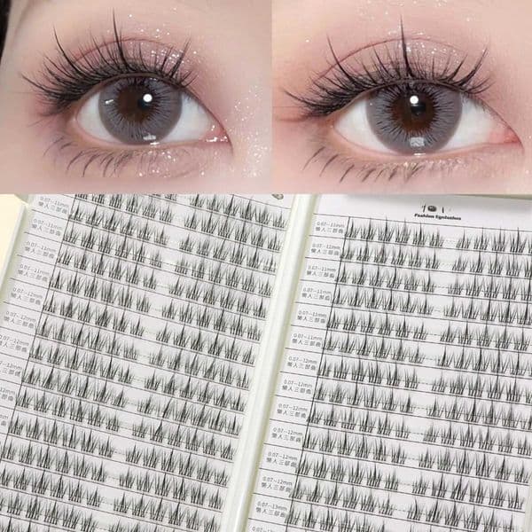 DIY Cluster Lashes Book Lazy Girl Flower Eyelashes Natural Single Cluster Fine Stem Eyelash Extension Manga False Eyelashes C260521
