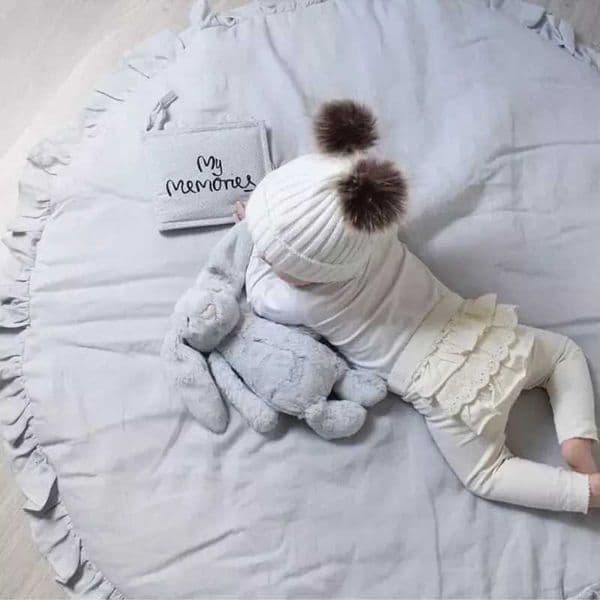 Baby Play Mats Round Floor Soft Cotton Baby Bedding Blanket Lace Crawling Mat Game Pad Toys For Children Room Nursery Decor L260519